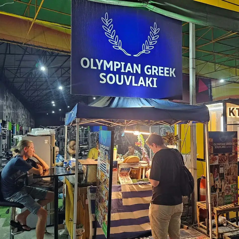 Olympian Greek Souvlaki booth at the night market in South Pattaya
